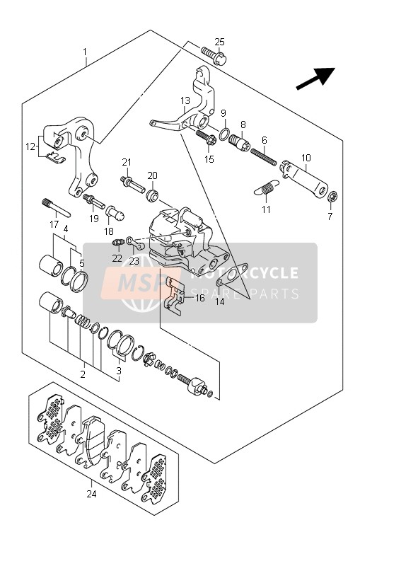 Suzuki AN400(A)(ZA) BURGMAN 2011 Rear Caliper (AN400A E19) for a 2011 Suzuki AN400(A)(ZA) BURGMAN